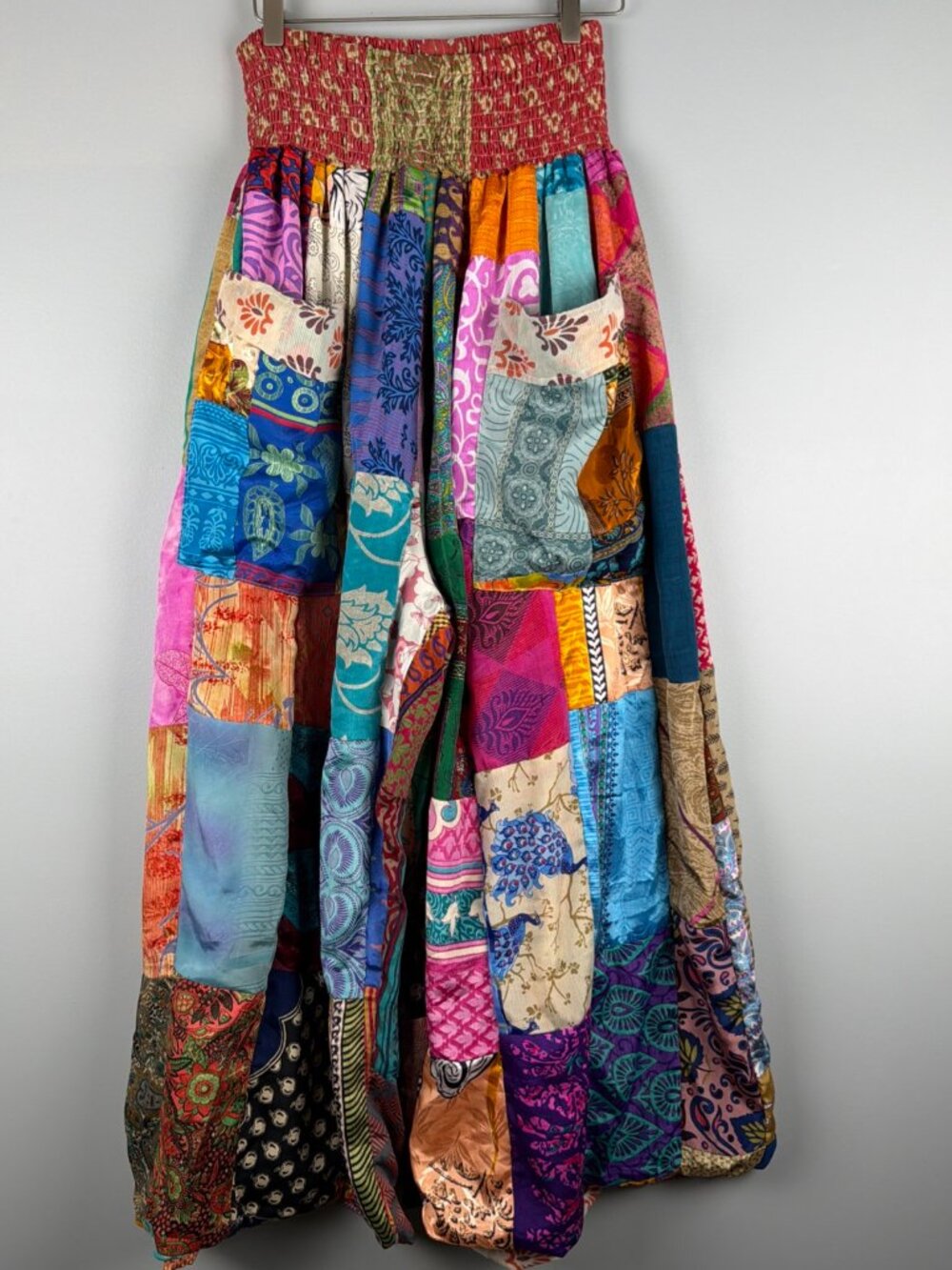 Kantha Bae Goddess Pants Free Size Patchwork Bohemian Silk Wide Leg Reversable